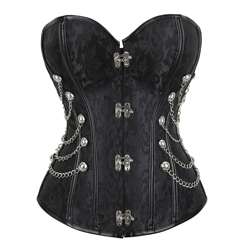 Boning Corset Steel - ゴシックジッパーコルセット,レトロスタイル,スチームパンク,オーバーバスト,スパイラルスチールコルセット,ビスチェトップ,セクシーなブラックコルセット