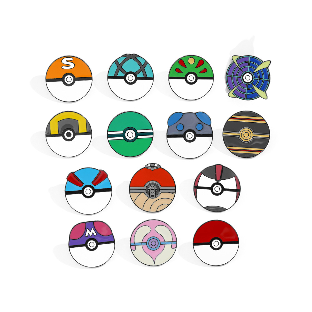 Pokeball Cosplay Prop - アニメボール漫画エナメルピンメタルブローチバッジ装飾アクセサリー服やバッグ用ホリデーギフト