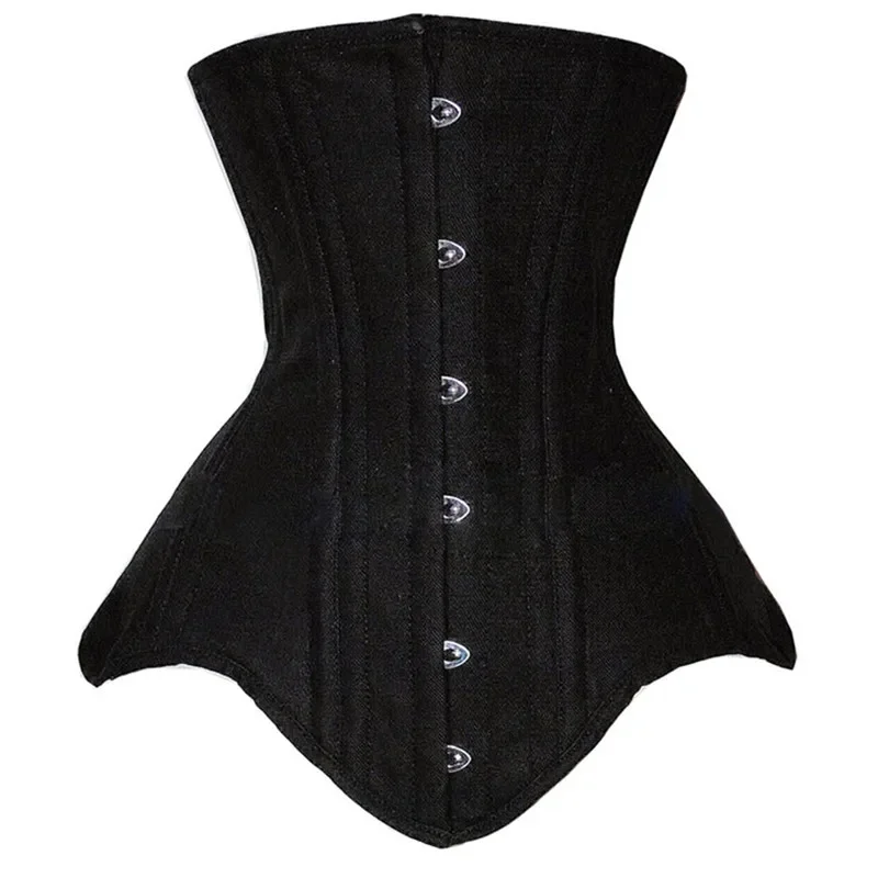 Boning Corset Steel - 女性用の長いアンダーバストコルセット,骨なしのボディシェイパー,スパイラルスチールコルセット,セクシーなトップ,ウエストコントロール,ブラックサテン,ラージサイズ
