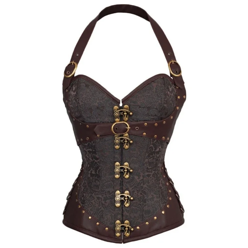 Boning Corset Steel - スチームパンク コルセット トップ スチールボーン コルセット ゴシック