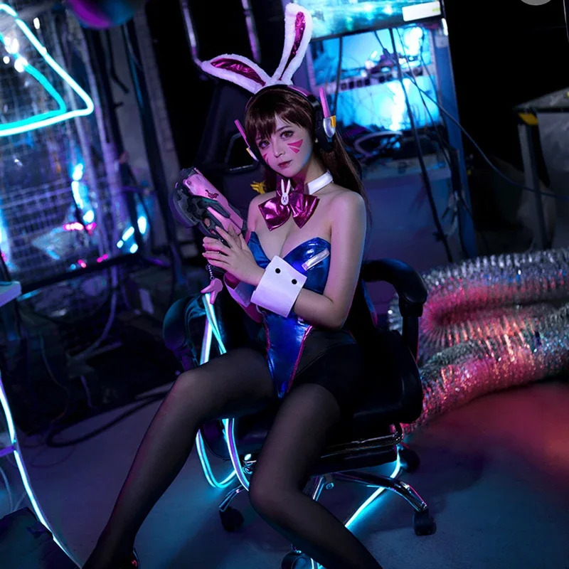 Dva Cosplay Prop - オーバーウォッチ DVA バニー ジャンプスーツ セクシー レザー