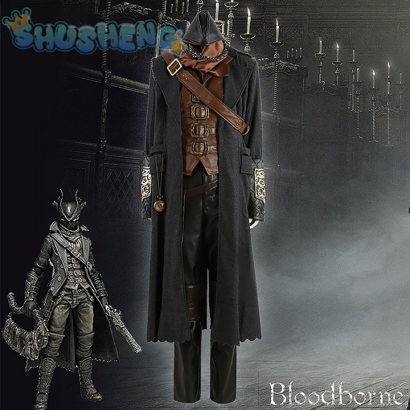 Bloodborne Cosplay Prop - Gehrman-ハンターゲームのコスプレコスチューム,高品質のハロウィーンの衣装,美しいユニフォーム,帽子,マスク,スカーフ,ポケットアクセサリー