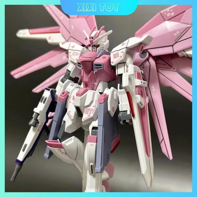 Bandai Gundam Rg - JMS HG 1/144 ZY-06 フリーダムアサルト桜アセンブリモデルさくらピンクコレクション可動フィギュアデスクトップ装飾玩具ギフト