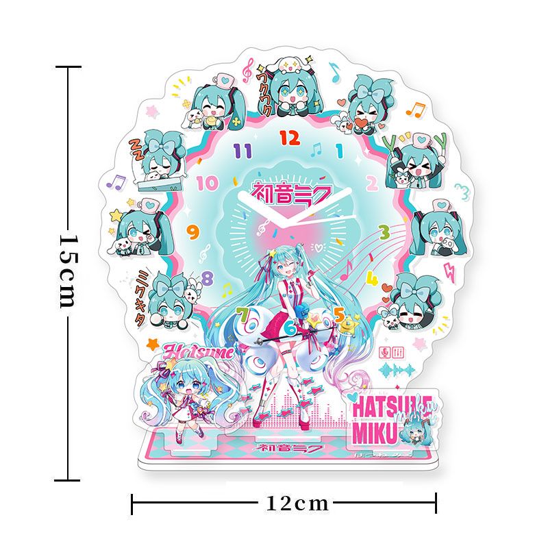 初音ミクアニメアクリル時計スタンドデスクトップ装飾クリエイテ - Acrylic Cosplay Prop のレビューと価格