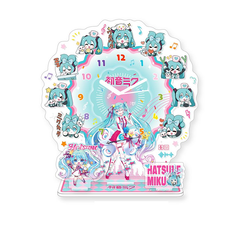初音ミクアニメアクリル時計スタンドデスクトップ装飾クリエイテ - Acrylic Cosplay Prop のレビューと価格
