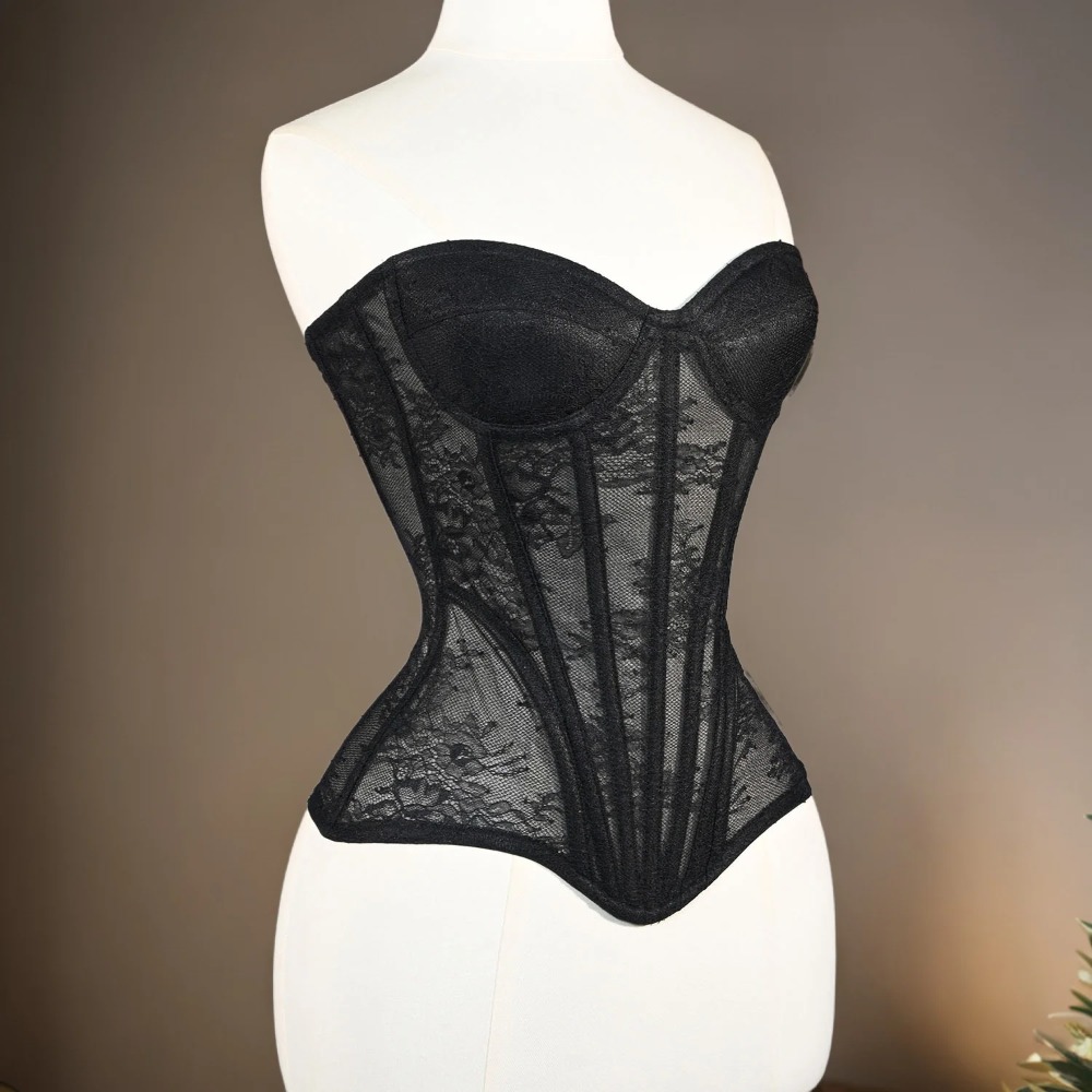 女性用メッシュコルセット、バストアップオーバーバストカップ、 - Boning Corset Steel のレビューと価格