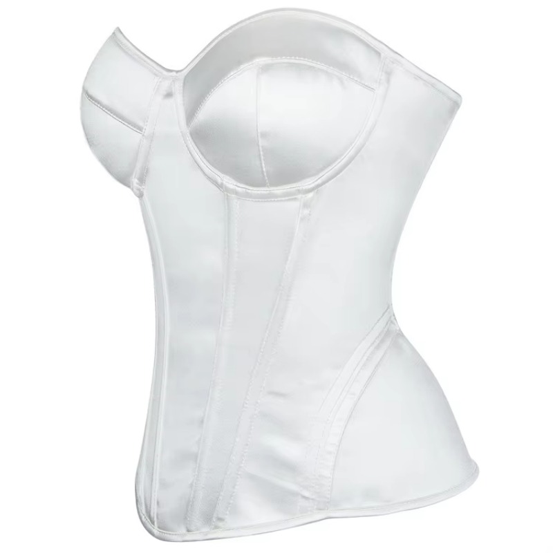 女性用ホワイトコルセット オーバーバストビスチェトップ スチ - Boning Corset Steel のレビューと価格