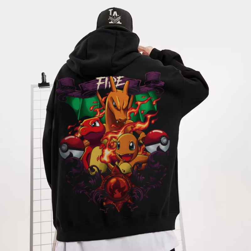 黒のオーバーサイズ4XLポケモン炎龍プリントメンズ＆レディー - Cosplay Flame Prop のレビューと価格