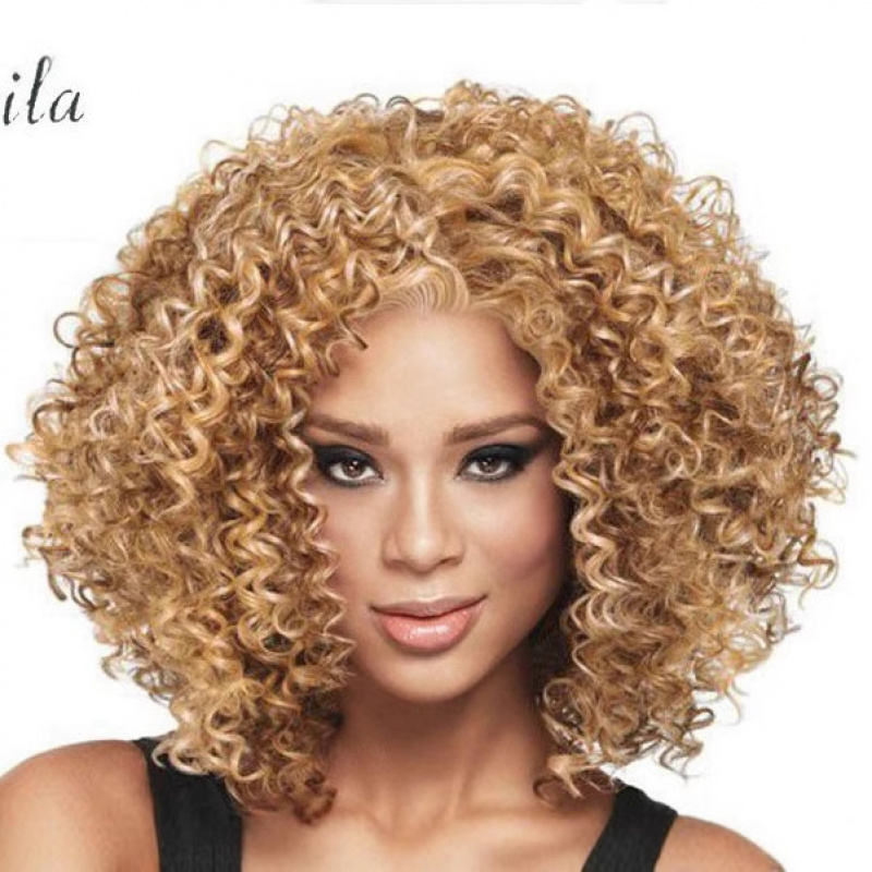 ヨーロッパとアメリカの女性向けショートカーリーヘア、ボタンネ - Wig Fiber Net のレビューと価格