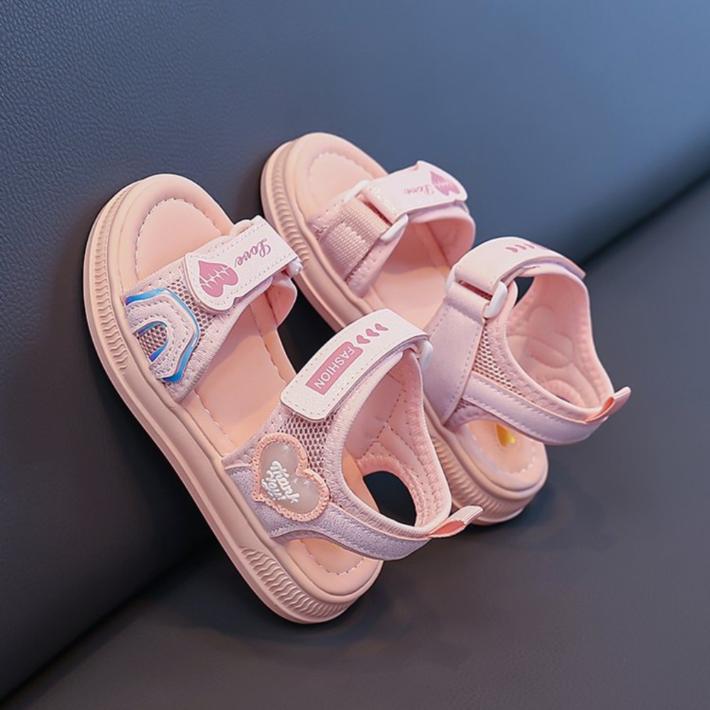 女の子用ハート型プリンセスサンダル、2026年春夏新作、ベル - Velcro Hook Loop のレビューと価格