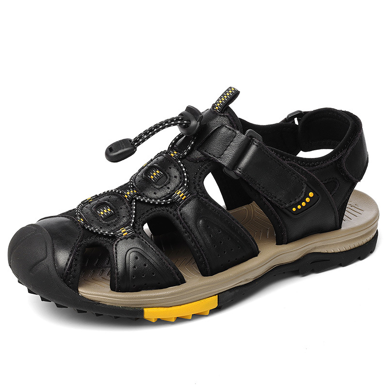 大きいサイズの新しい夏のメンズトップレイヤー牛革バッグトゥカ - Velcro Hook Loop のレビューと価格
