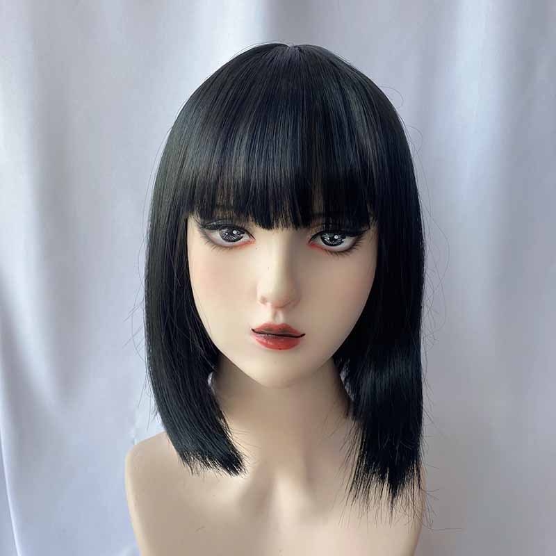 女性用ストレートウィッグ、エアバング付き、ボボスタイル、リア - Wig Fiber Net のレビューと価格