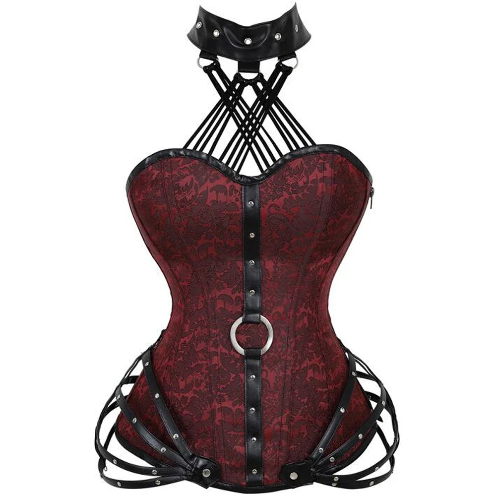 ゴシックスチームパンクコルセットトップスとホルターストラップ - Boning Corset Steel のレビューと価格