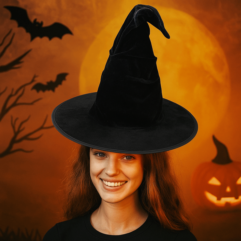 簡単に収納できるベルベットハロウィン魔女帽子折りたたみ式パー - Easy Cosplay Prop のレビューと価格