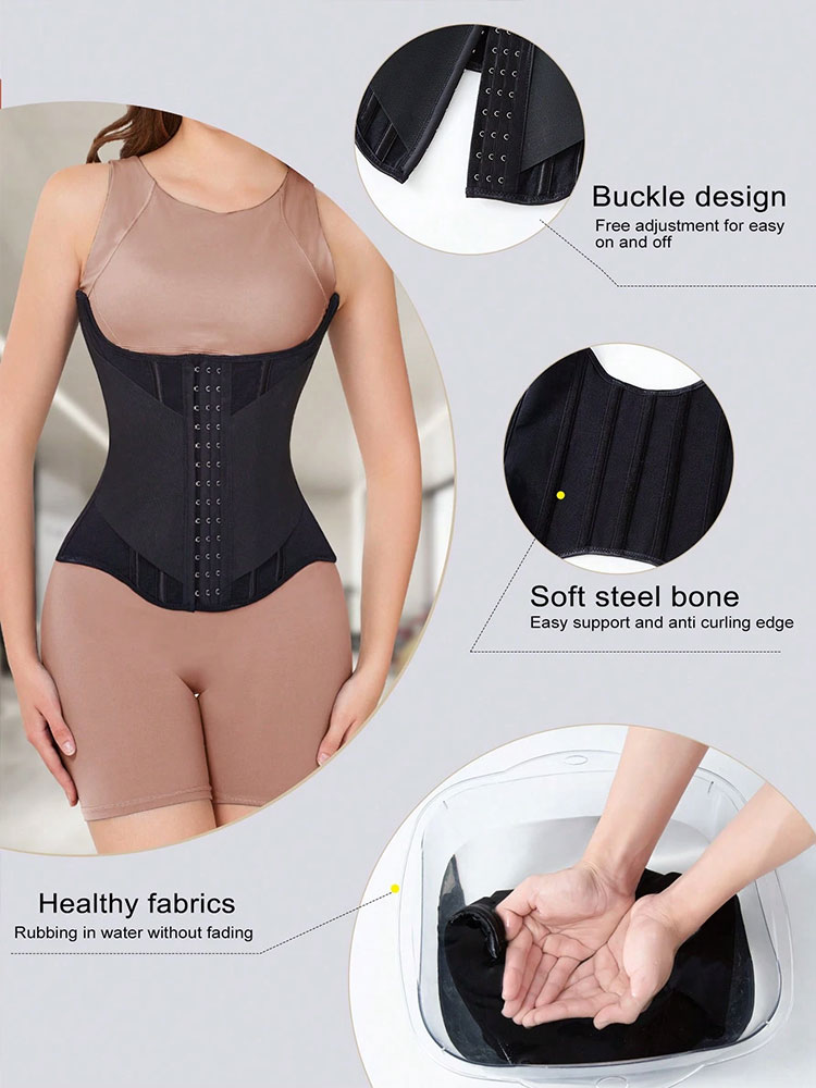 U字型ウエストトレーナーコルセット女性用ボタン付きシェイパー - Boning Corset Steel のレビューと価格